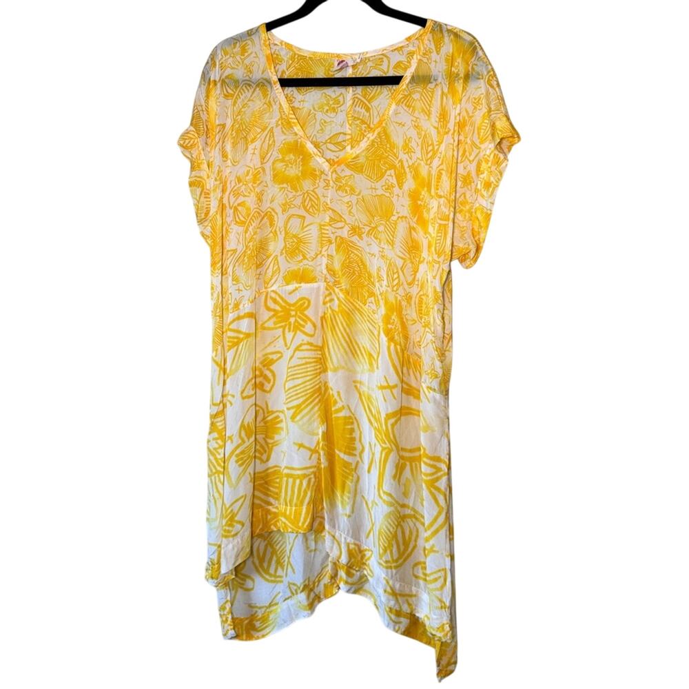 Anthropologie Lilka Yellow Printed Swimsuit Coverup Womens XS Beachy Summer